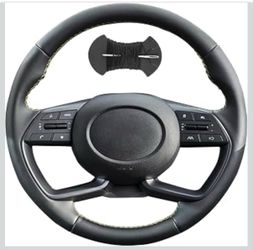 Car Steering Wheel Cover Microfiber Leather Stitch Wheel Wrap Fit for Hyundai Avante Santa Cruz Tucson Plug I20 Tucson Hyundai CN7,Black