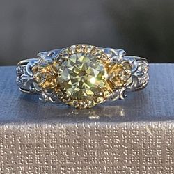 Moissanite with Sapphire Ring