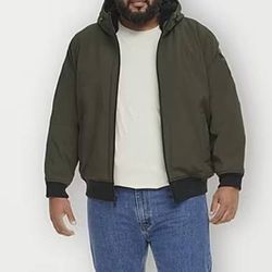 New Dockers L or XL Men Jacket Sherpa Lined Hooded Midweight Softshell