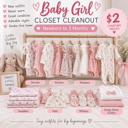 Baby girl closet cleanout 💕 Newborn to 3 months.