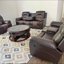 TWO-TONE LEATHER RECLINER SET SOFA LOVESEAT AND CHAIR!!! WE DELIVER! $1850
