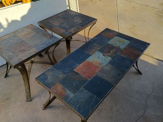 3 piece living room sets coffee and end tables stone tile metal good shape no offers no trade 75th and Indian School serious buyers only please
