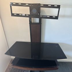 Black And Brown TV Stand With Mount And Shelves