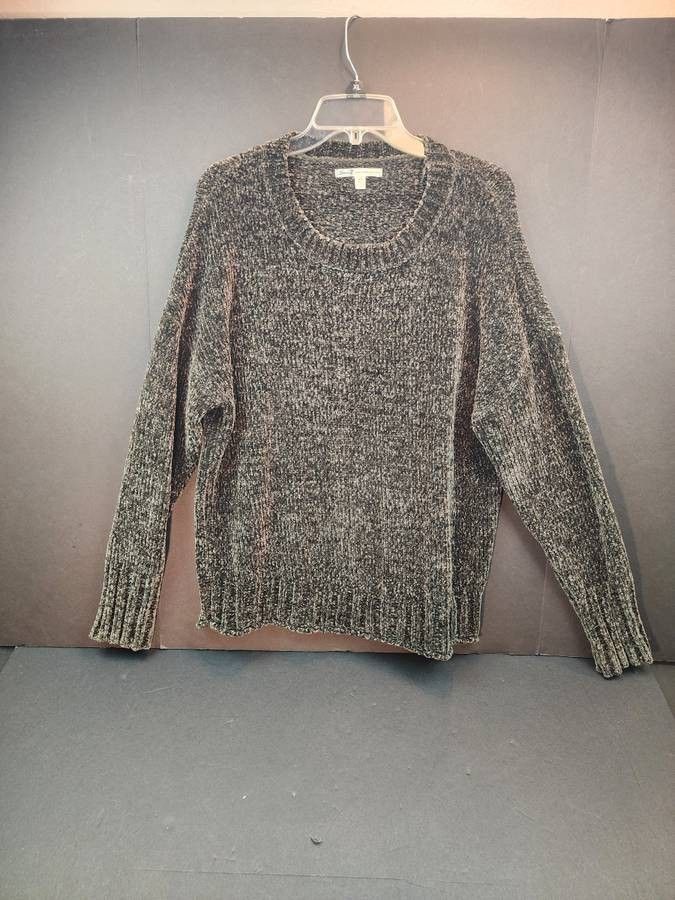 Women's Seven7 Chenille Ultra Plush Cardigan Caviar Sweater Medium