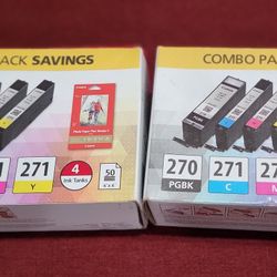  (2) CANON PGI-270/ CLI-271 (0373C005) BLACK CYAN MAGENTO YELLOW INK CARTRIDGES 