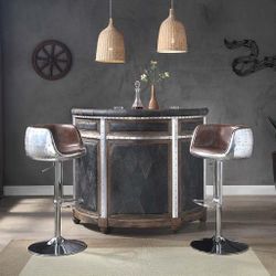 Brand New Top Grain Leather/Aluminum Bar Table