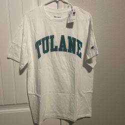 White Tulane T-Shirt, Size Large