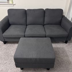 IKEA Dark Gray Sofa and Matching Ottoman