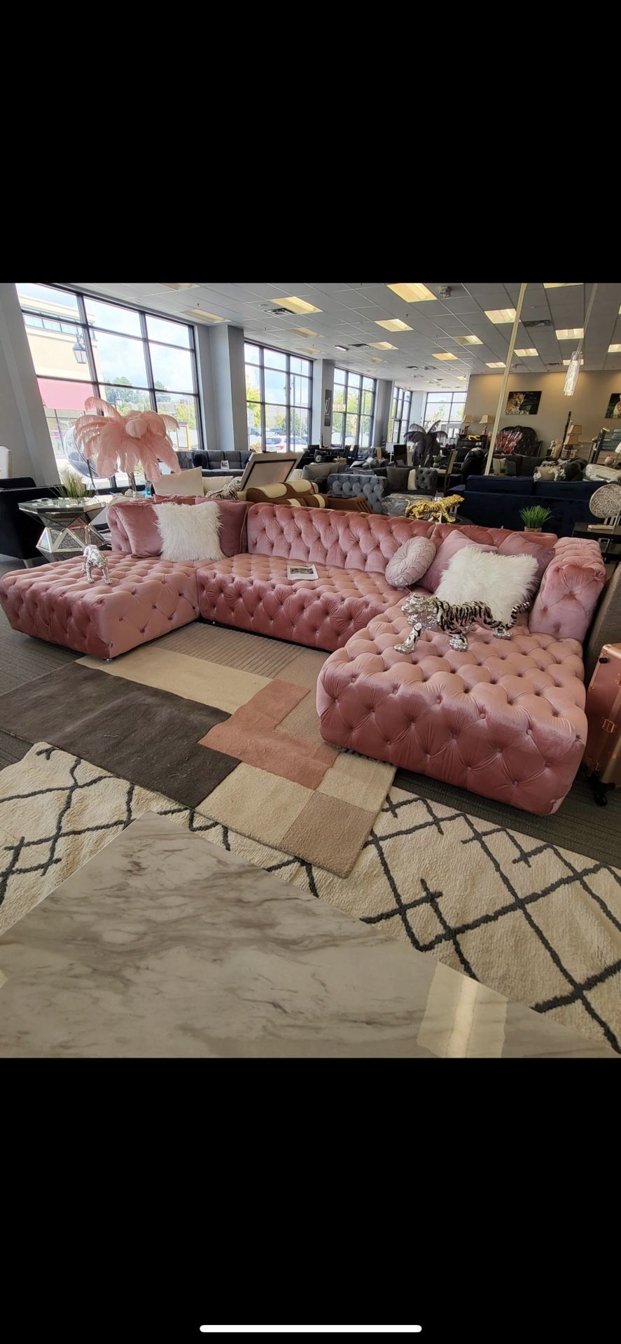 Pink Double Chaise Sectional