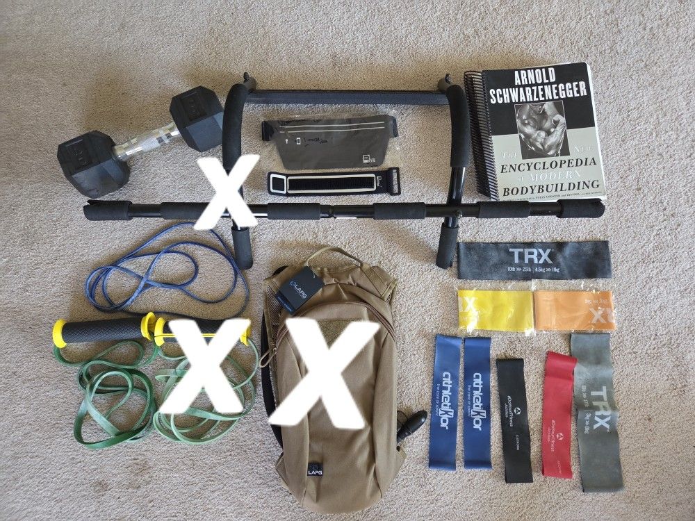  20lb Dumbell, Exercise Bands, Running Pouch. Etc 