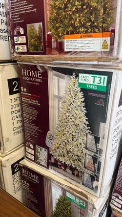 Home Decorators Collection 9 ft. Breckenridge Twinkling Adaptive Lighting Downswept Fraser Fir Flocked LED Pre-Lit Christmas Tree