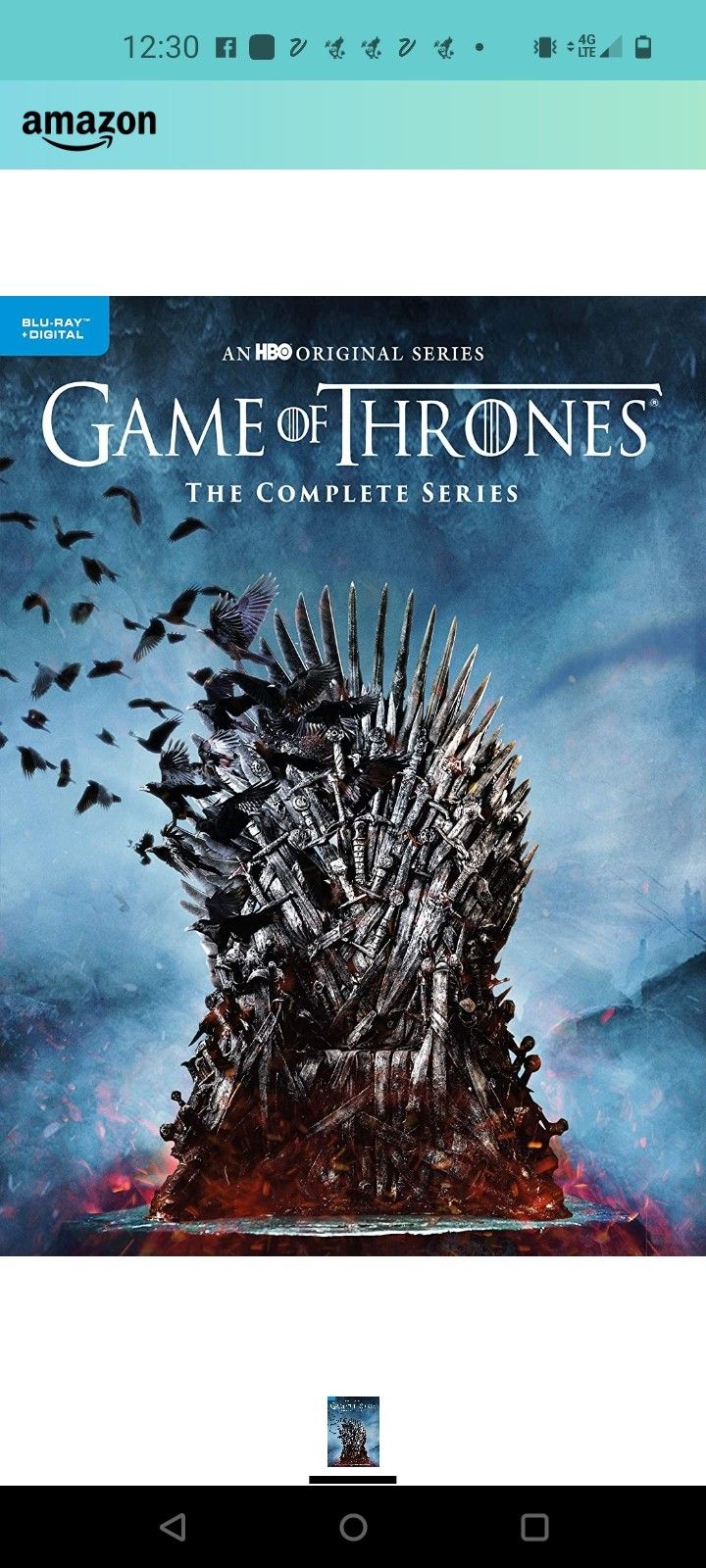 Full SERIES (Blu Ray) game Of Thrones $75. Star Wars (4-6) OR (7-9) On Blu Ray $15 Each TRILOGY OR $22.50 FOR ALL 6 AND $85 FOR ALL 6 & GOT. $20 Di