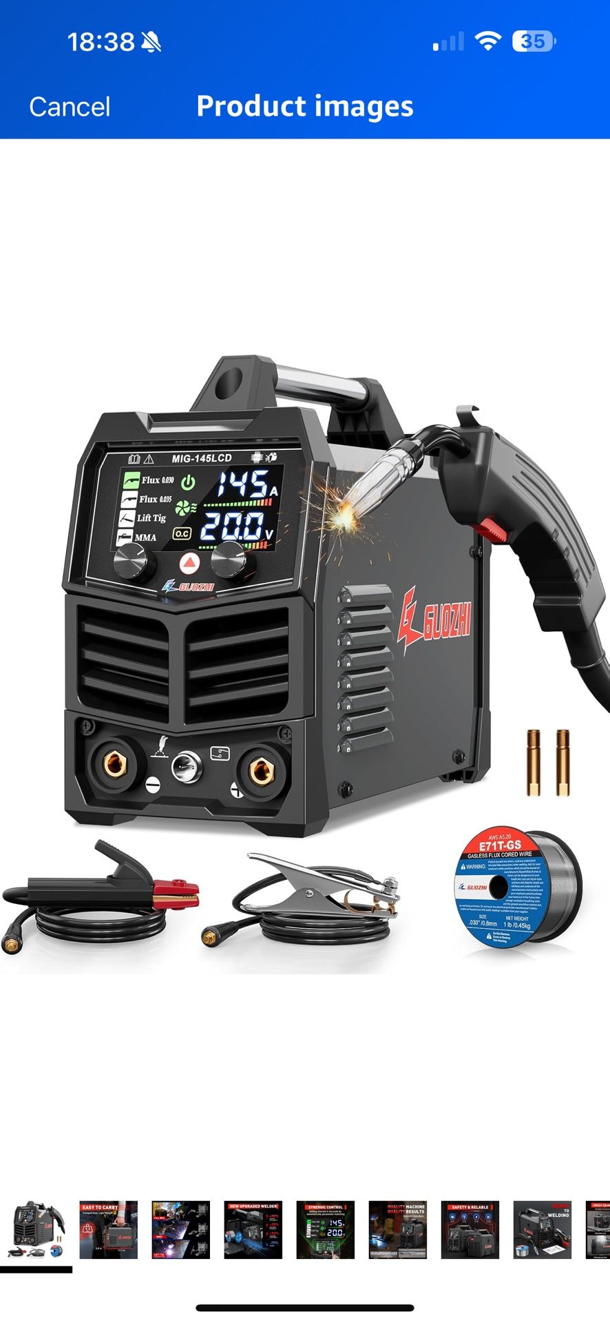 145A MIG Welder, 3 in 1 Welder FLUX MIG/Lift TIG/ARC Multi-Process Mig Welder, 110V Welding Machine