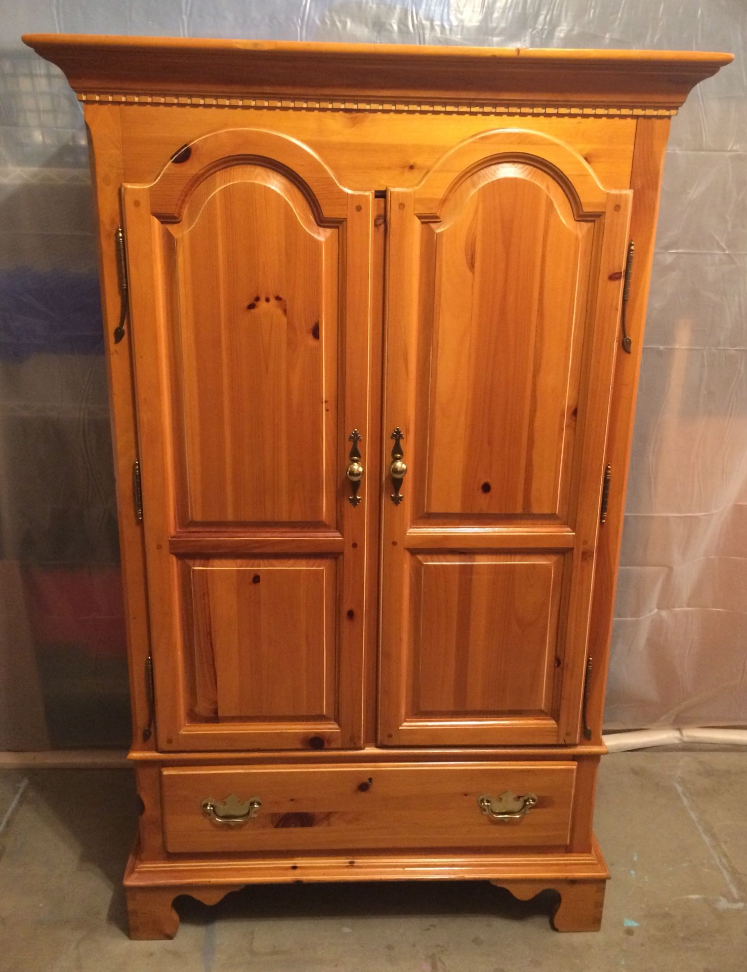 Knotty Pine Armoire w/Leaf Hinges