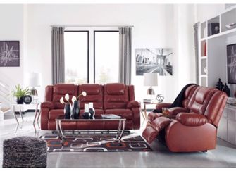 Brand new red reclining couch and Loveseat set furniture
