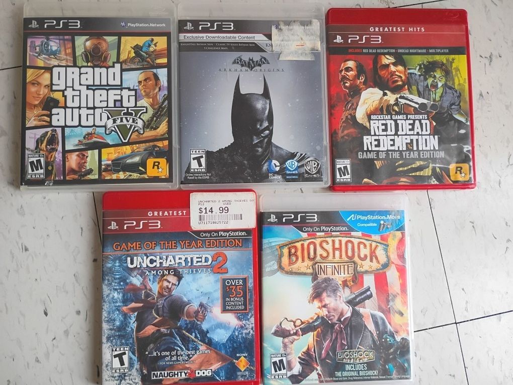 5x Sony Playstation 3 Video Games PS3 - GTA V, Batman, RDR