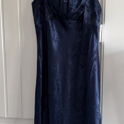 Navy blue 19 Cooper satin and lace slip dress