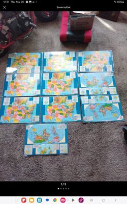 Lot of 10 United States USA - Political Desk Map 13x18" Laminated two side map