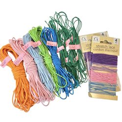 Bundle of 8 Different Elastic Band Cording / Stretch Lace