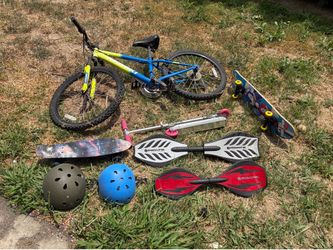 Rip sticks. Bike. Razor. Skateboards.