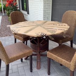 42” Glass Top Rattan Dining Set With 4 Chairs