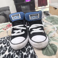 Converse All Star Black Blue Unisex Kids' Sneakers US 2 EU 33.5 Lace Up Mid Top