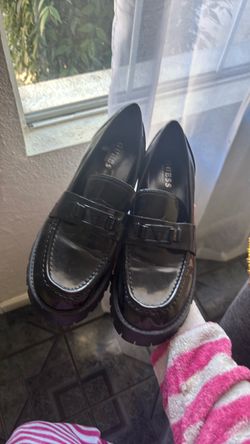 Guess Black Patent Leather Platform Loafers