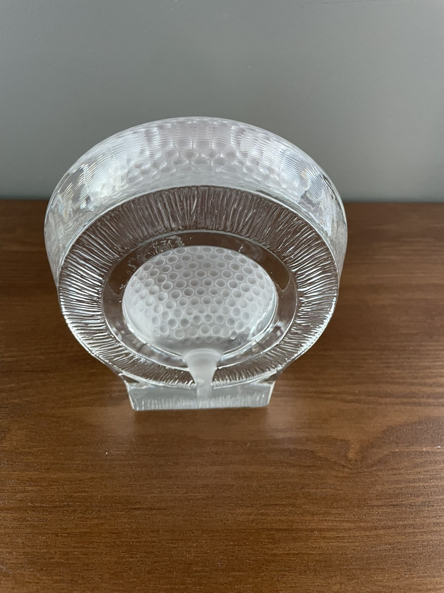 Nybro Swedish Crystal Golf Ball Paperweight, Vintage Art Glass 