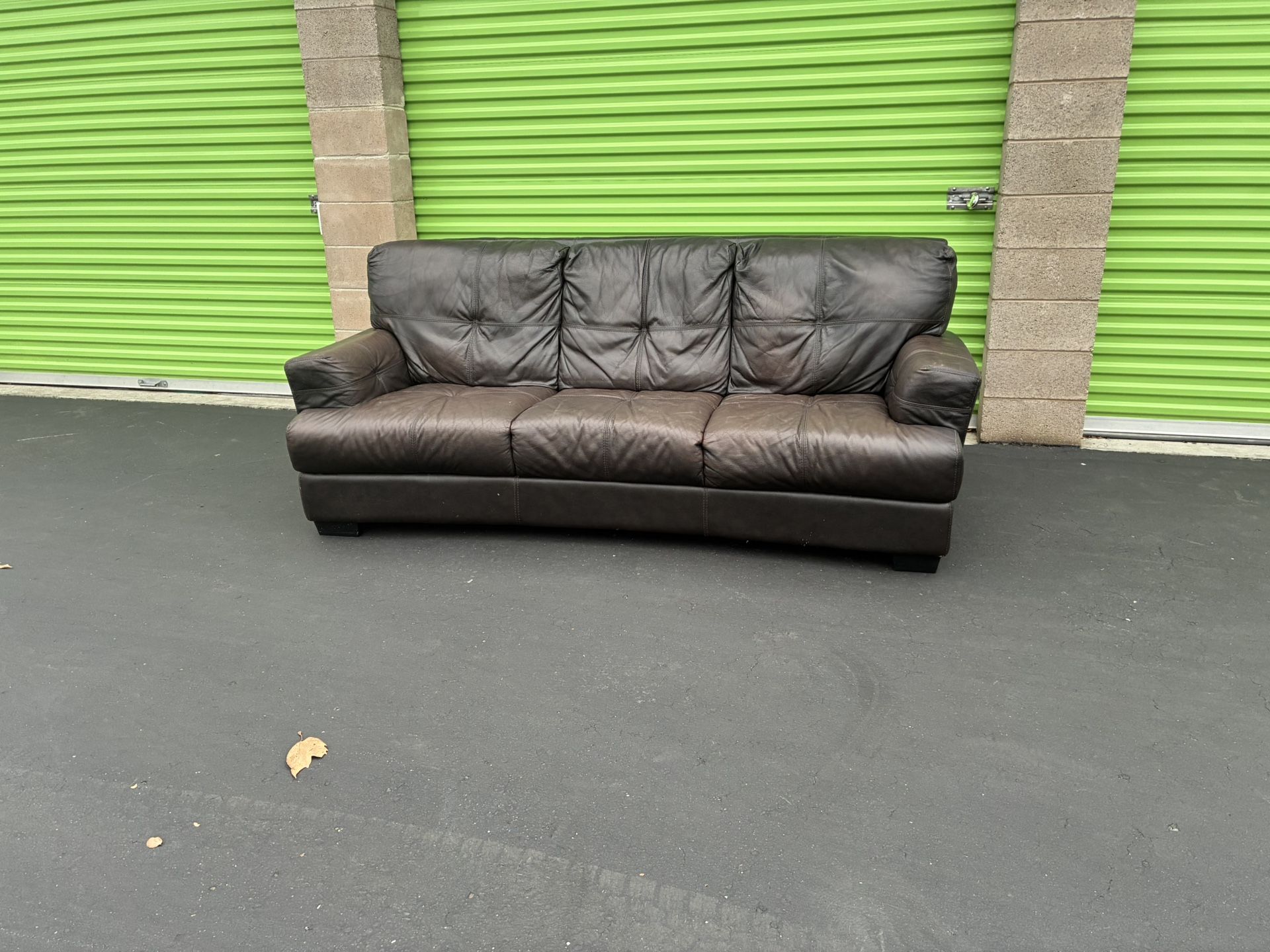 Brown Real Leather 3-Seater Sofa