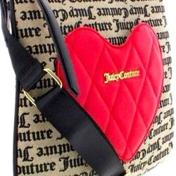 Juicy Couture Heartbreaker Canvas Logo adjustable Crossbody Y2K bag