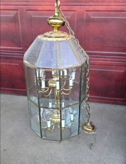 Beveled Glass Lantern Chandelier