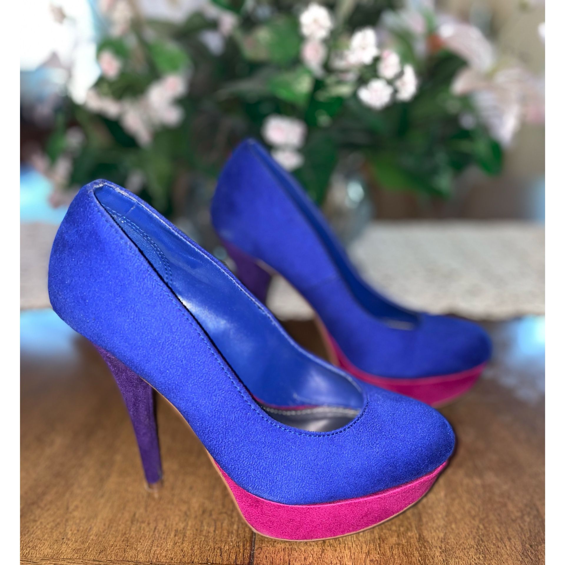 Women’s Blue Pink Purple Shoes Heels Pumps 