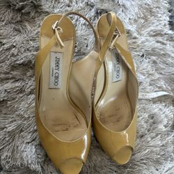 Jimmy Choo slingback heels patent leather pumps classic sandals Y2K shoes