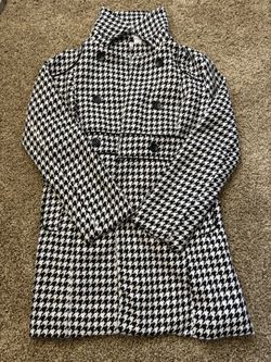 Voice Houndstooth Double Breasted Wool Blend Coat Womens Size Large