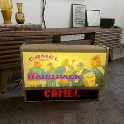 Vintage Camel Lighted Sign w/ LED Ticker – Works