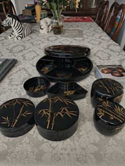Black With Gold Painted Bamboo set- Party Time!