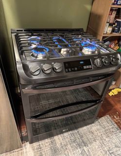 LG Double Oven Gas Range Black Stainless