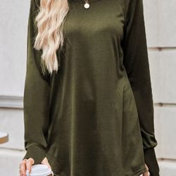 Round Neck Long Sleeve Tunic T-shirt
