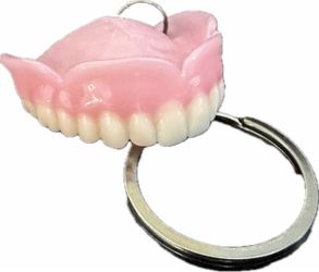 Fake Denture/False Teeth Gag Joke Prank Keychain