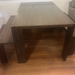 Macy’s Davie Expandable Dining Table le Set + 2 Benches | Solid Wood | Seats 6+