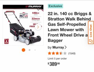 Brand New Murray 22” Self-Propelled Lawn Mower – Briggs & Stratton Engine – Never Used