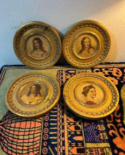 SET DE PLATOS ANTIGUO ITALIANO  DE MADERA DISEÑO DE EPOCA