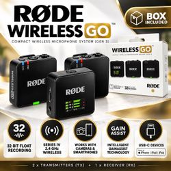NEW RØDE Wireless GO Gen 3 Wireless Microphone System