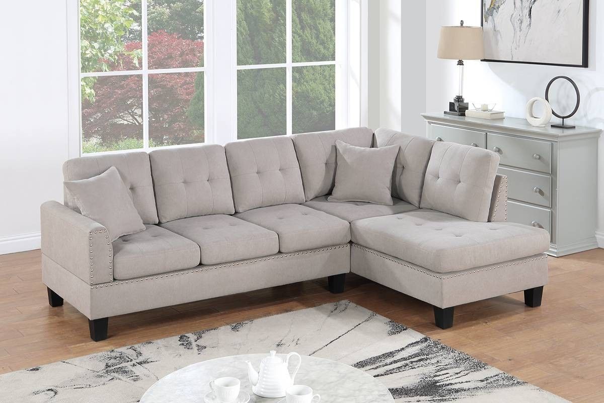 New! 2PC Fabric Upholstered Sectional Sofa and Chaise