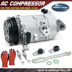 AC Compressor with Clutch and 6SBH14C Style for Ford Mustang 2015-2025 L4 2.3L