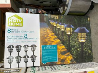 black 8 piece solar power yard lanterns 
