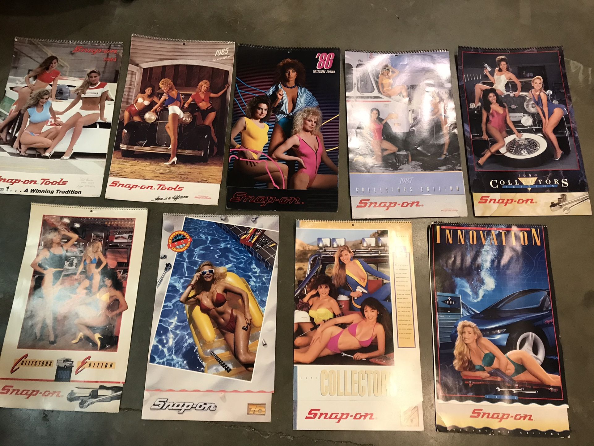 Vintage Snap On Tool calendars (9) $10.00 Each or $75 For All 9