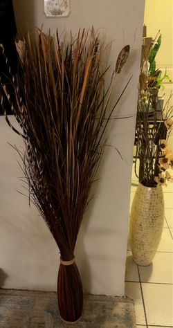 Tall Dried Grass Bundle with Cattails