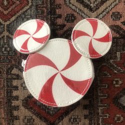 DISNEY PARKS CHRISTMAS HOLIDAY Peppermint Candy Mini Coin Purse Bag