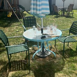 Umbrella With Chair Base And Glasses 